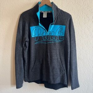 Victoria's Secret Gray and Blue Zip-Up Sweater